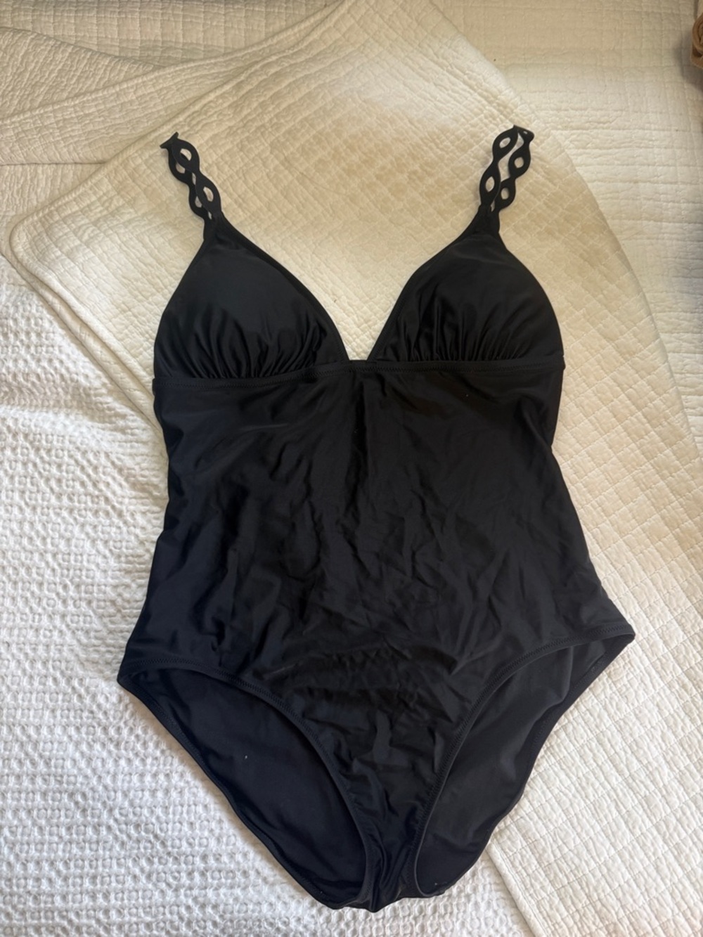 J. Crew Black One-Piece Swimsuit with Decorative Straps